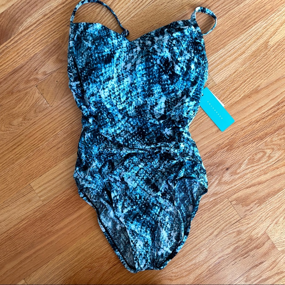 Aqua Green One Piece Swimsuit NWT - Picture 2 of 10